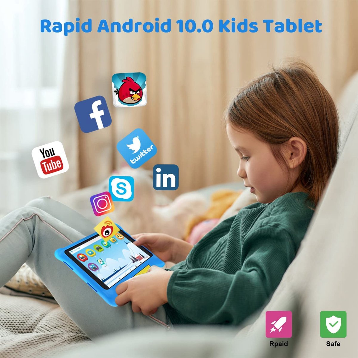 Tablette enfant - 7 pouces - Android 11, écran HD 1024 x 600 - 3500 mAh -  32 GB, Quad