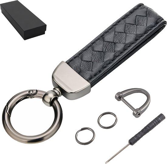 Luxe Leren & Metaal Sleutelhanger voor Volwassenen - Auto Sleutelhouder -  Keychain met... | bol