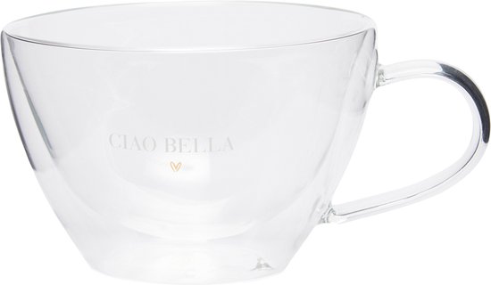 gelijktijdig Kinderen snor Riviera Maison dubbelwandig theeglas met tekst - Ciao Bella Double Wall  Glass -... | bol.com