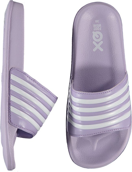 XQ | Slippers Dames | Stripes | Lila | Maat 39 | Badslippers dames |  Gevormd voetbed | bol.com