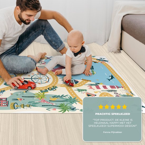 LetsPlaymats® Speelmat baby kinderen - Reuzenrad - Stad - Dieren - Auto - Kinderen - Speelkleed van vinyl - Speeltapijt - Antislip - 70x105 cm van LetsPlaymats® — afbeelding 4
