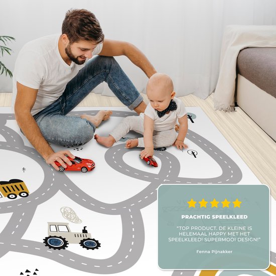 LetsPlaymats® Speelmat baby kinderen - Bouwplaats - Graafmachine - Auto - Regenboog - Design - Speelkleed van vinyl - Speeltapijt - Antislip - 180x120 cm van LetsPlaymats® — afbeelding 4