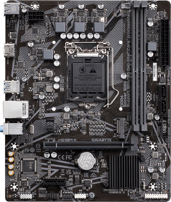 Gigabyte H510M K 1.0, Intel, LGA 1200, Intel Core™ i3, Intel Core™ i5,  Intel Core™ i7