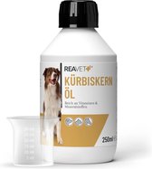 ReaVET - Pompoenpitolie voor Honden, Katten & Paarden - Ondersteuning voor een gezonde, glanzende vacht - Bevordering van een normale stofwisseling bij je dieren - Koudgeperst van premium-kwaliteit - 250ml