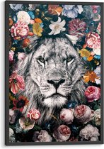 Ingelijste poster Jungle leeuw 93x63 cm