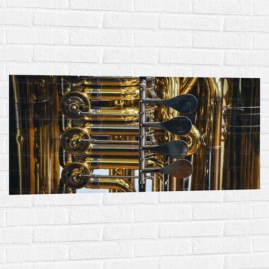 Muursticker - Knoppen van Gouden Trompet - 100x50 cm Foto op Muursticker