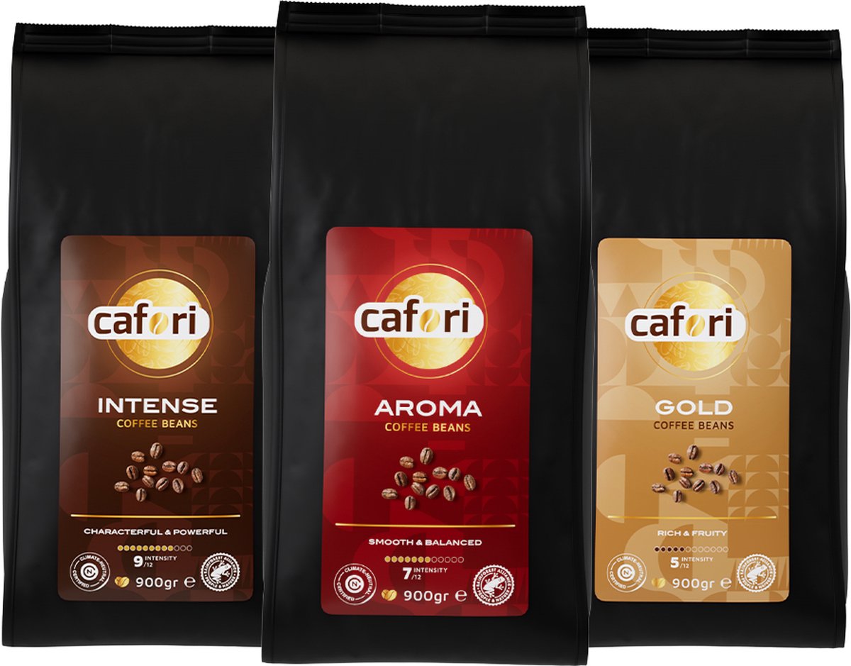 Cafori – 3 x 900gr - Koffiebonen - Proefpakket - Bonen voor Lungo en Espresso