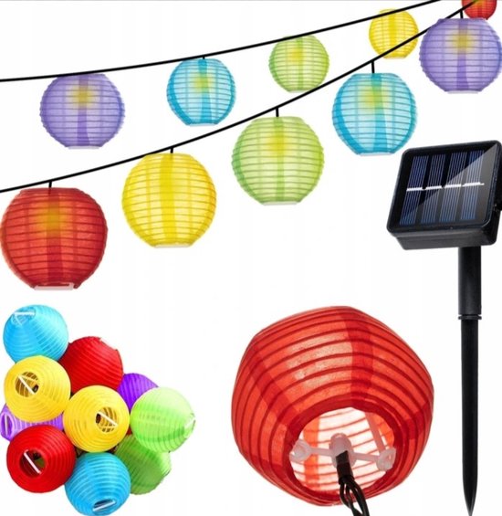 Éclairage de jardin Ilso à énergie solaire - éclairage lanterne - waterproof - 10 lampes colorées - 3 mètres - IP44