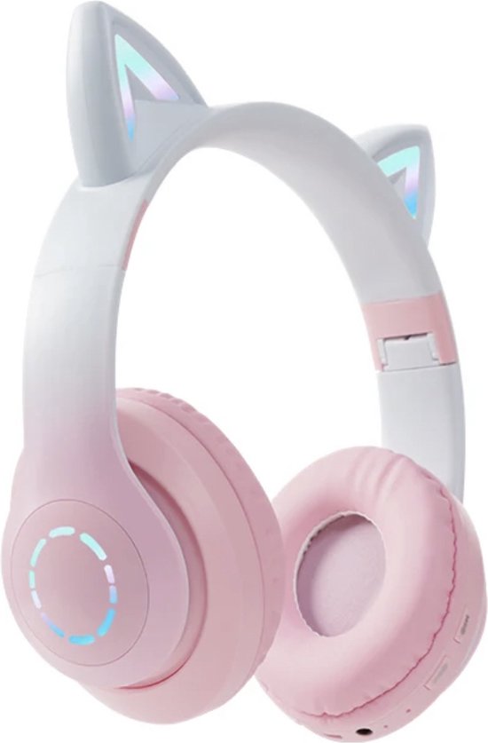 Acheter Casque sans fil Bluetooth 5.0, oreille de chat mignon, casque de  musique stéréo RGB, téléphone portable avec microphone, écouteurs, cadeau  pour enfants