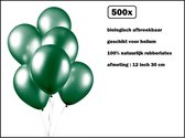 500x Luxe Ballon pearl groen 30cm - biologisch afbreekbaar - Festival feest party verjaardag landen helium lucht thema