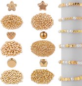 Grevosea 1200 stuks armband kralen Gouden spacer kralen voor het maken van sieraden Metalen platte kralen 6 stijlen Metalen kralen voor het rijgen van armbanden DIY sieraden