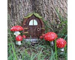 4 delige Super schattig kabouter sprookje huisje- tuindecoratie-met Lichtgevende ontwerp