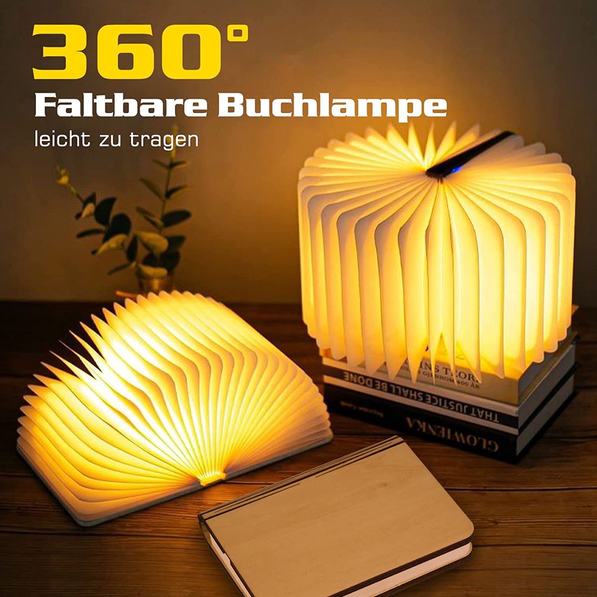 Lampe livre à LED, lampe livre pliable, lumière d'ambiance LED, blanc