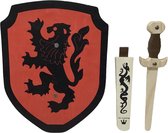 Dague en bois avec fourreau et bouclier de chevalier vert bouclier de dragon noir épée épée de chevalier pour enfants