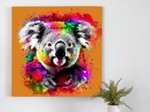 Vibrant Koala Burst kunst - 80x80 centimeter op Canvas | Foto op Canvas - wanddecoratie