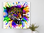 Jarring Jaguar colors kunst - 100x100 centimeter op Canvas | Foto op Canvas - wanddecoratie