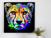 Vibrant Cheetah Burst kunst - 100x100 centimeter op Canvas | Foto op Canvas - wanddecoratie