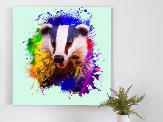 Bursting with badger | Bursting with Badger | Kunst - 40x40 centimeter op Canvas | Foto op Canvas - wanddecoratie schilderij