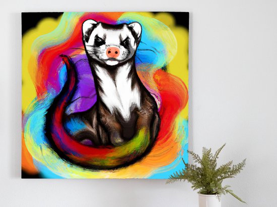 Ferret Fandango kunst - 100x100 centimeter op Canvas | Foto op Canvas - wanddecoratie
