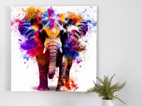 Elly the Elephant kunst - 40x40 centimeter op Canvas | Foto op Canvas - wanddecoratie