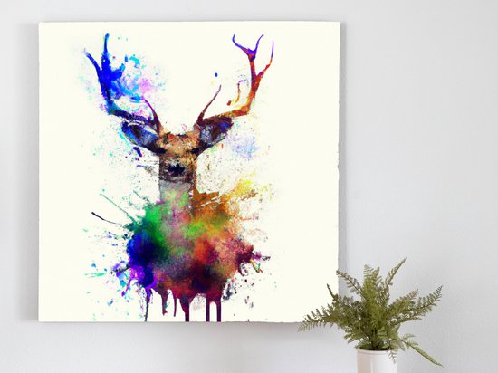 Rainbow Antlers kunst - 40x40 centimeter op Canvas | Foto op Canvas - wanddecoratie