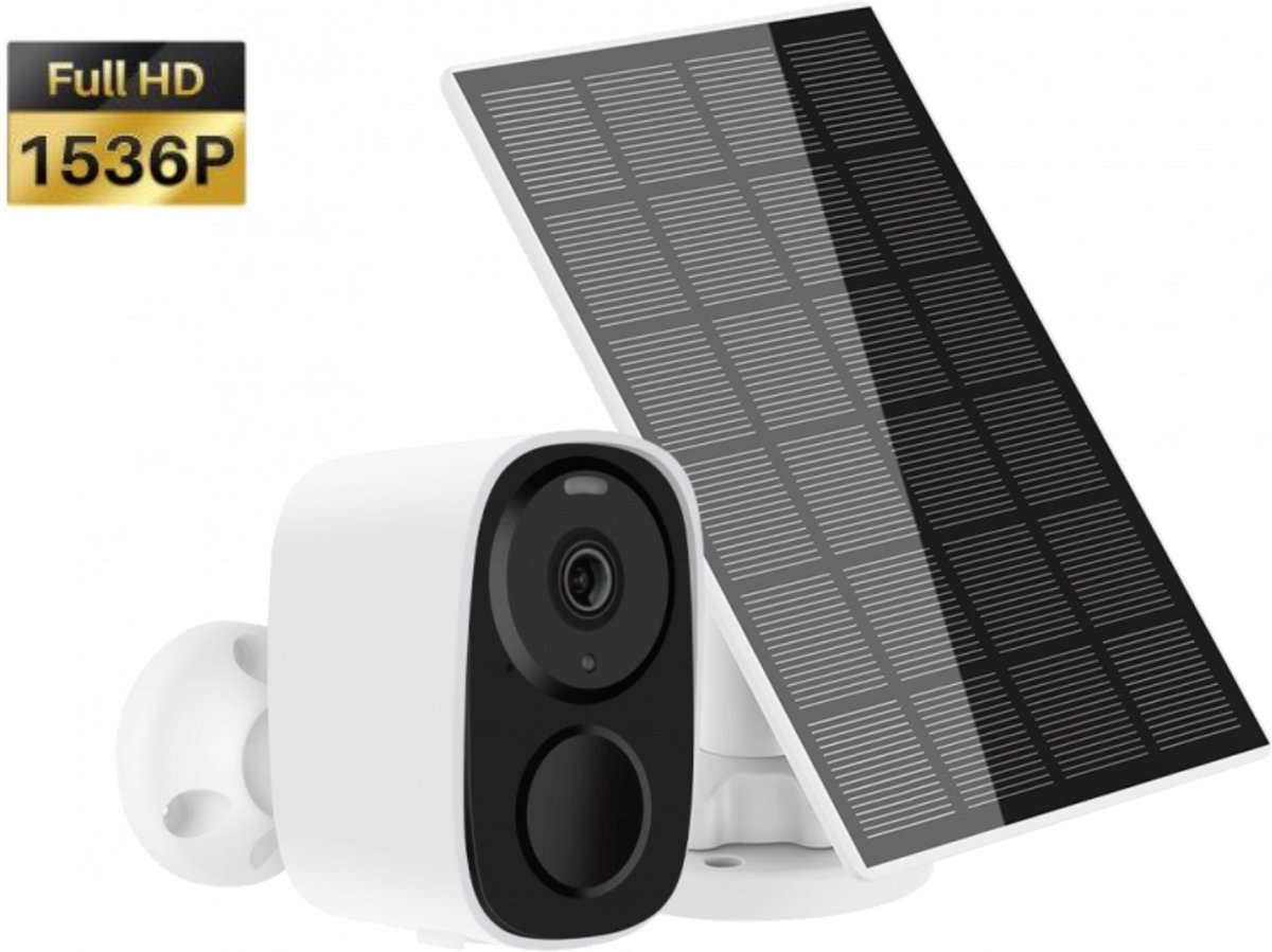 2k - Solar camera - Draadloze buiten camera - Camera met zonnepaneel - Bewegingsdetectie - 64gb opslag - Nachtzicht - Met App - ios / android