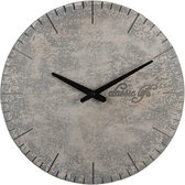 HAES DECO - Horloge Murale 40 cm Grijs Vintage - Cadran Simple - Klok Ronde en MDF - Horloge Murale Horloge à Suspendre Horloge de Cuisine