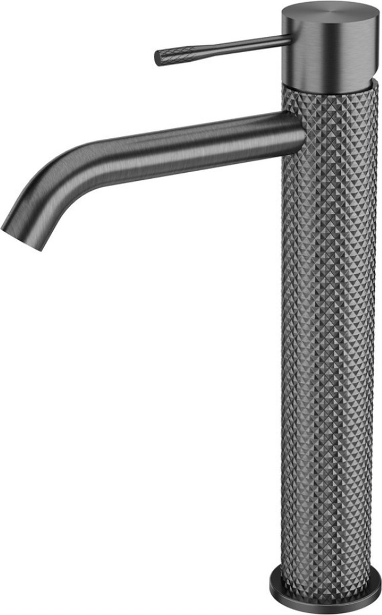 Owen & Finch Wastafelkraan Hoog Model Geborsteld Grafiet PVD - Messing - Met Diamantkarteling