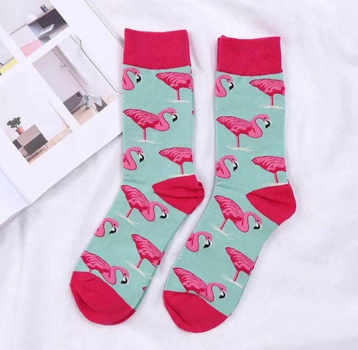 Akyol Sokken Flamingo sokken flamingo -flamingo sokken afscheidscadeau cadeau voor juf kerst cadeau Roze