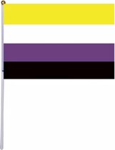 Akyol - Non-binair vlag - 5 stuks zwaai vlaggetjes - Non-binary vlag - Pride vlag- Gay - lesbian - trans - cadeau - kado - geschenk - gift - verjaardag - feestdag – verassing – pride – respect – ecual – gelijk – lgbt – bi -regenboog vla