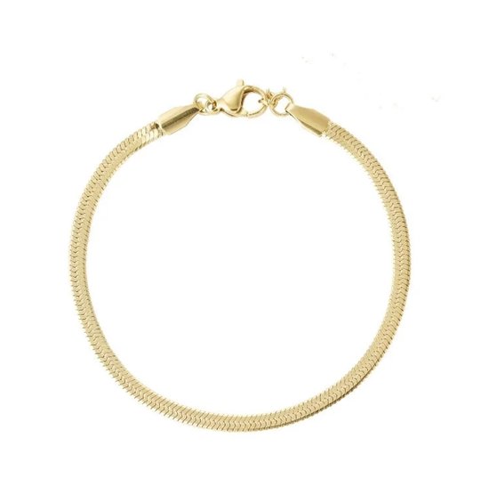 Armband- classic-snake-roestvrijstaal- 19 cm - goud