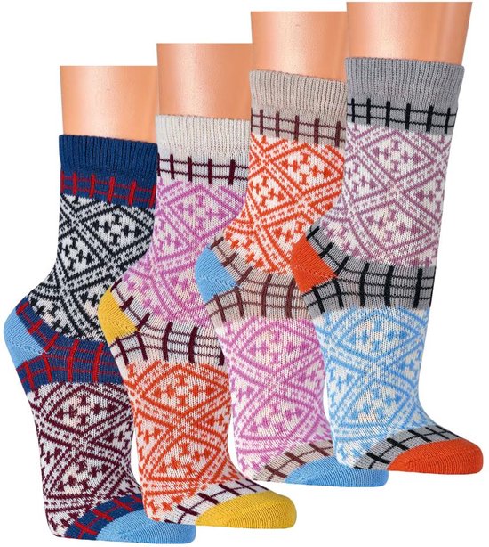 Hygge sokken – vrolijk design – 2 paar – maat 35/38
