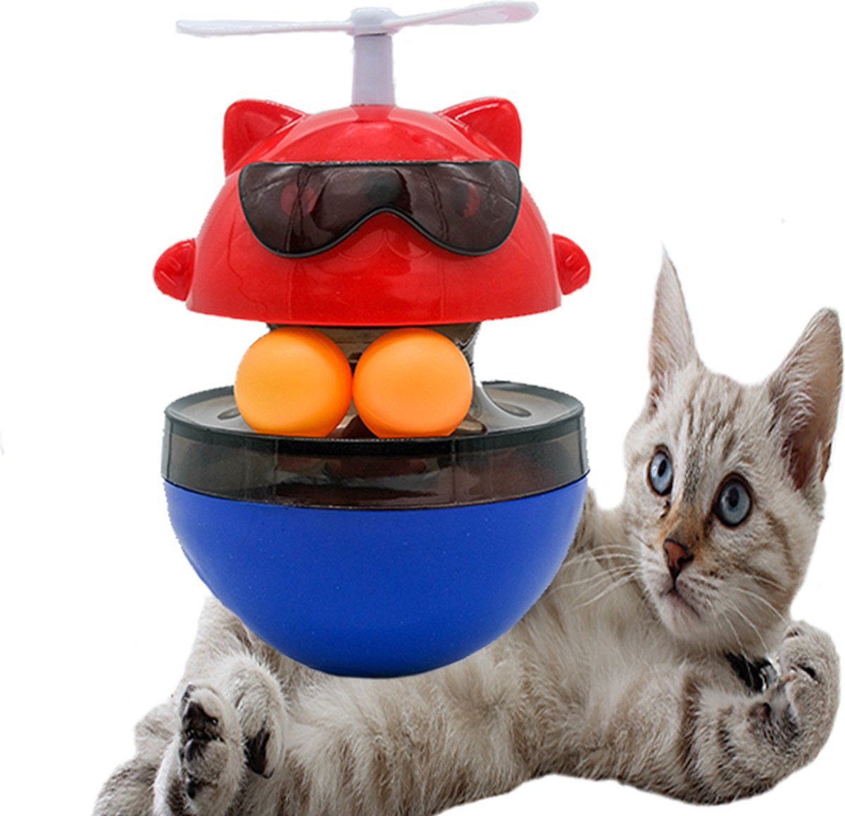 Helicat- Kattenspeelgoed - intelligentie - Kattenspeeltjes - interactieve - Laser - USB - Speelgoed - Geluid - Katten - Rood/blauw