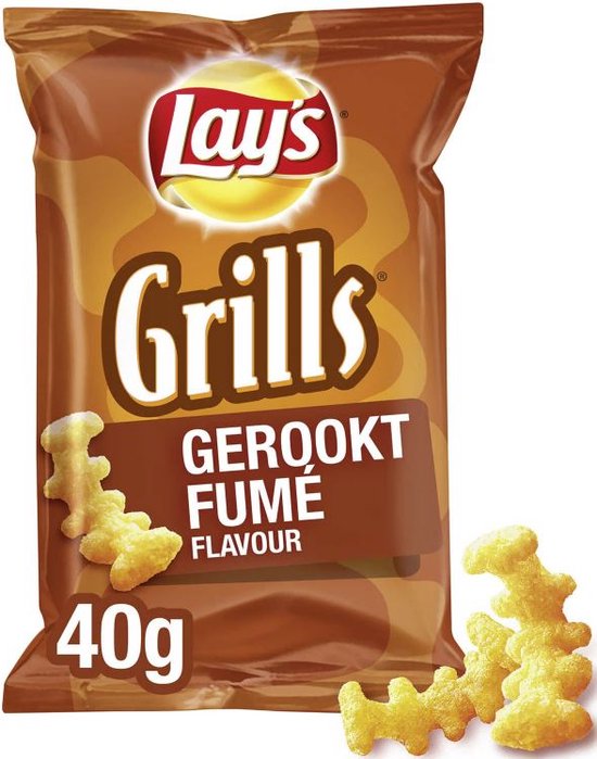 LAYS GRILLS 40G chips geribbeld baconsmaak displaydoos 20 stuks bol