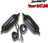 Fes Fenderpack 2 - 2x Stootwil 14cm x 50cm inclusief 2x fenderlijn - Stootwil fender - Boot fender - Fender boei.