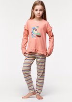 Woody pyjama meisjes/dames - koraal - schildpad - 231-1-PLG-S/491 - maat 140