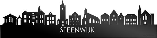 Skyline Steenwijk Zwart Glanzend - 80 cm - Woondecoratie - Wanddecoratie - Meer steden beschikbaar - Woonkamer idee - City Art - Steden kunst - Cadeau voor hem - Cadeau voor haar - Jubileum - Trouwerij - WoodWideCities