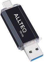 USB stick - Dual USB - USB C - 128 GB - Zwart - Allteq
