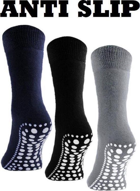 Huissokken anti slip - Antislip sokken - maat 43-46 - 1 paar - Grijs |  bol.com