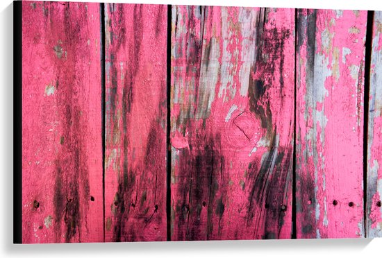 Canvas - Roze Geverfde Schutting - 90x60 cm Foto op Canvas Schilderij (Wanddecoratie op Canvas)