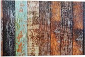 Acrylglas - Houten Planken op een Rijtje met Verschillende Kleuren - 75x50 cm Foto op Acrylglas (Met Ophangsysteem)