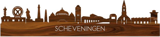 Skyline Scheveningen Palissander hout - 120 cm - Woondecoratie - Wanddecoratie - Meer steden beschikbaar - Woonkamer idee - City Art - Steden kunst - Cadeau voor hem - Cadeau voor haar - Jubileum - Trouwerij - WoodWideCities