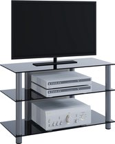 VCM Sindas - Meuble TV - Noir - Aluminium / Verre