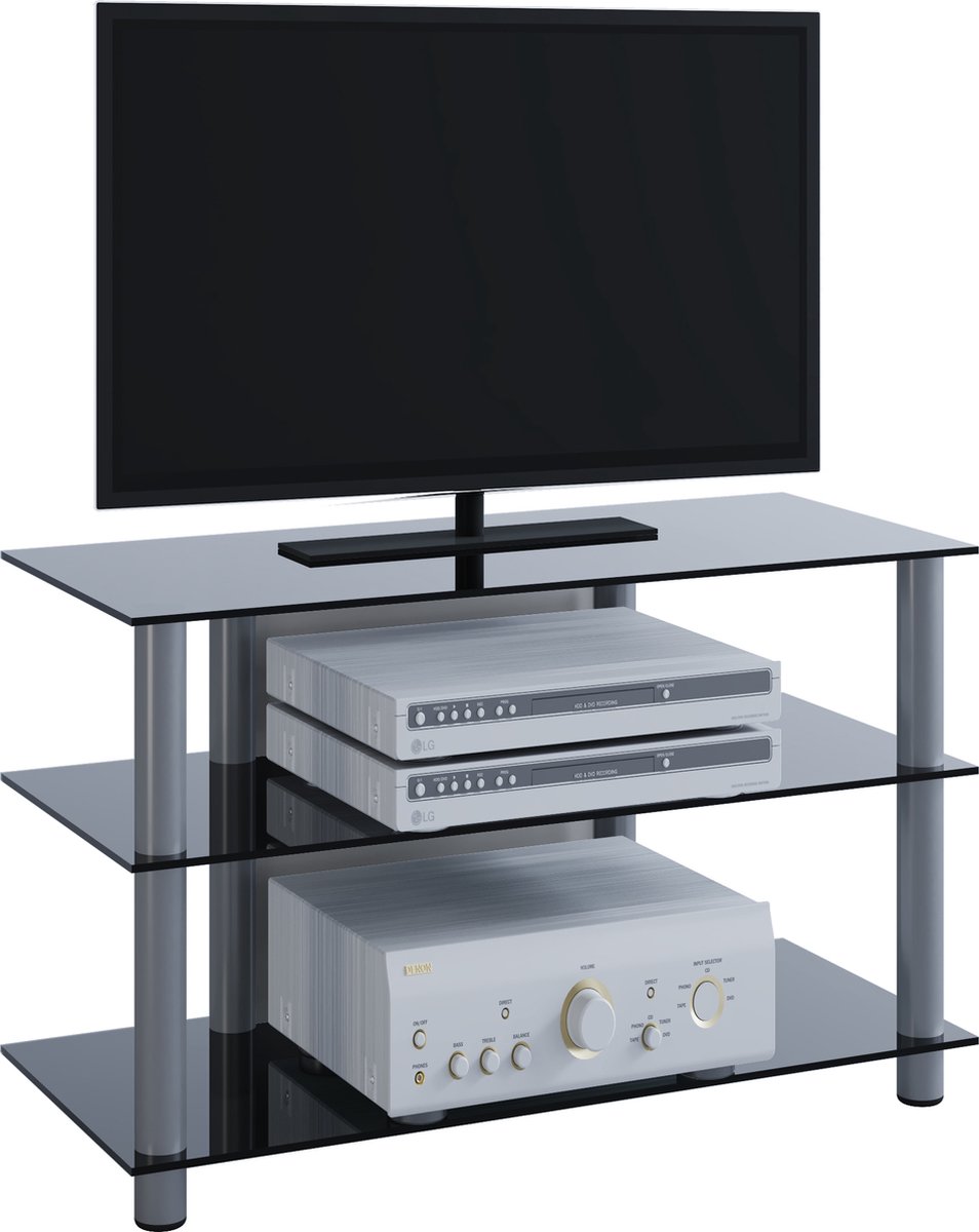 TV meubel dressoir TV meubel TV plank aluminium glazen tafel Sindas