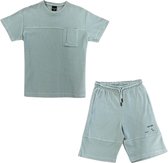 La Pèra Kinder Tweedelig Setje - T-shirt & Korte broek - Unisex - Blauw - 140