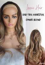 Hairextensions met clip - Hair extensions haarstuk - Clip In Extensions Clip In Extensions - Halve Pruik Dames - Ombre Blond - Lang Stijl Haar - Krullen en Stijlen tot 180 graden - Half Wig- Wasbaar