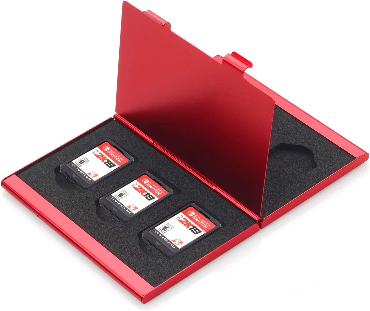 Yes In Lab - 6-in-1 Ultra-Compacte Aluminium Game Card Case geschikt voor Nintendo Switch - Rood - Kaarthouder - Premium Metalen Opbergdoos voor Speelkaarten - Beschermhoes - 6-slot kaart opslag - Opbergen - Game Etui - Accessoire