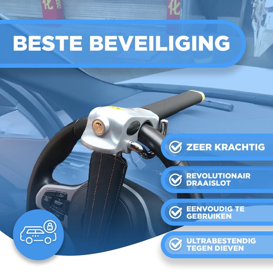 Modito Stuurslot Voor Auto - Stuur Beveiliging - Voor Autostuur - Anti-Diefstal Vergrendeling - Anti Inbraak - Sloten - Met Alarmsysteem