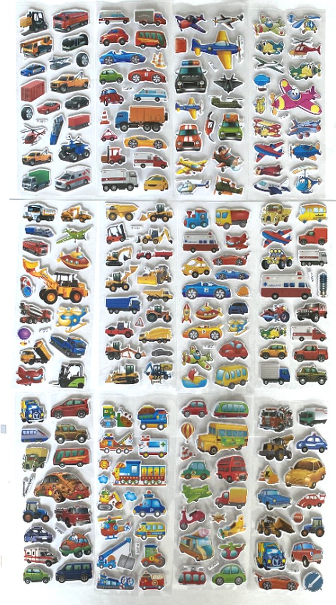METIWA - 175+ Stickers Voertuigen - 12 Stickervellen Voertuigen - Verschillende Sets - Voertuigen Stickers - Stickers Kinderen