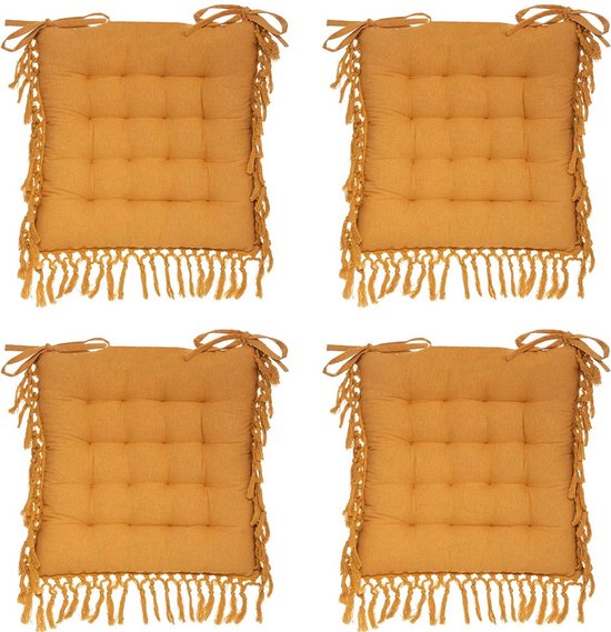 Beautissu Set van 4 Premium Stoelkussen 40x40 cm Natuur Beautissu Set van 4 Premium Stoelkussen 40x40 cm Natuur